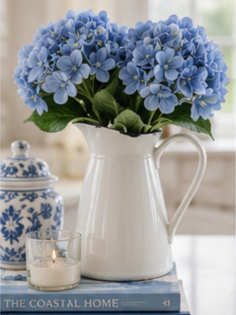 My Texas House Faux Blue Hydrangea Floral Stems, Set of 2 - Picture 2 of 5